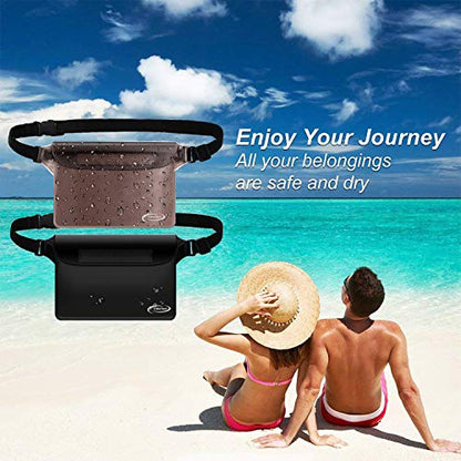 AiRunTech Waterproof Fanny Pack, Beach Cruise Vacation Essentials, Waterproof Pouch Protect Phone Passport Valuables Dry Safety, Paddle Board Kayaking Boating Swimming Accessories-2 Pack（Gray + Black） - color: Black+Grey