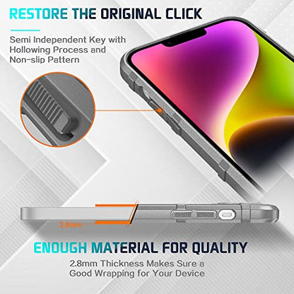 Rugged Shield 8ft Drop Proof TPU Thick Armor Tactical Protective Case Compatible with iPhone 14 Plus (6.7 inches) - Concrete Grey - color: Concrete Grey, size: iPhone 14 Plus