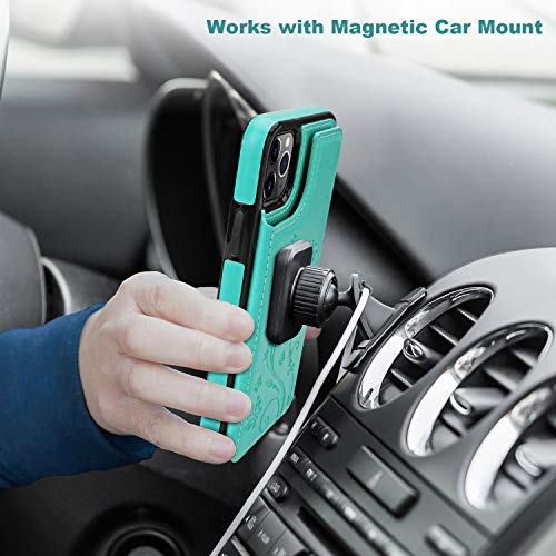 Vaburs for iPhone 11 Pro Max Wallet Case Card Holder Butterfly, Green - color: Green