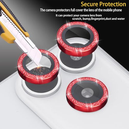 Camera Lens Protector for iPhone 17 Pro/17 Pro Max, Glitter Red - color: Glitter Red