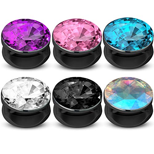Frienda 6 Pcs Plastic Disco Crystal Adhesive Phone Grip, Eye-catching Color - color: Eye-catching Colors