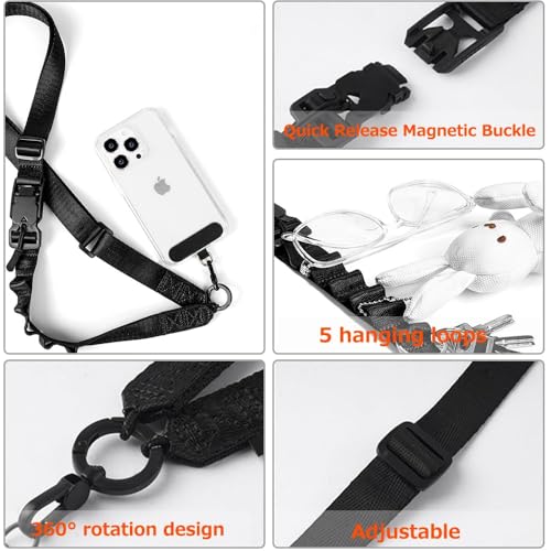 Phone Lanyard, On-the-Go Universal Crossbody Strap Neck Lanyard with Phone Tether Patches for Most Cellphones - color: C