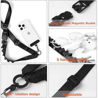 Phone Lanyard, On-the-Go Universal Crossbody Strap Neck Lanyard with Phone Tether Patches for Most Cellphones - color: C