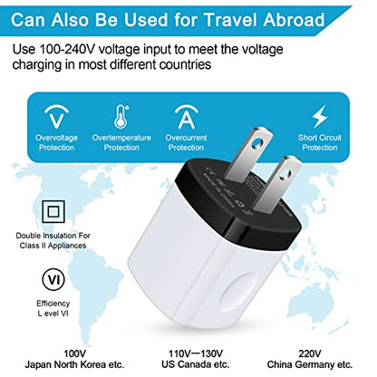 Charging Block,Charger Box,5Pack Travel Single Port USB Wall Charger Brick Cubes for iPhone 17/16/15/14/13/12/X/8 Plus/7/6S/Samsung Galaxy S25 S24 S23 S22 A14 S10e S10 S9 S8/S7/S6/Note 9,LG G8 G7,Moto - color: White,Rosered,Green,Purple,Blue