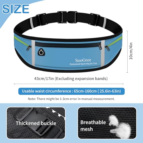 SooGree Slim Running Belt Sport Fanny Pack for Women Men,Reflective Waist Pack Runner Pouch Belt, Zipper Waterproof Running Phone Holder Jogging Pouch for Phone Money (GSP8806 Blue) - color: GSP8806 Blue