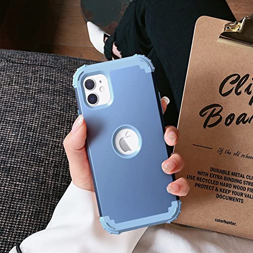 IDweel for iPhone 11 Case with Screen Protector(Tempered Glass), Hybrid 3 in 1 Shockproof Slim Fit Heavy Duty Protection Hard PC Cover Soft Silicone Bumper Full Body Case,Peace Blue/Peace Blue - color: Peace Blue/Peace Blue