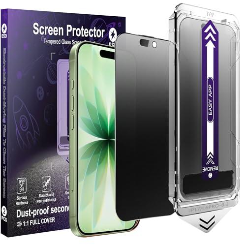 2-Pack Matte Privacy Screen Protector for iPhone 17 & 16 Pro,Anti-Glare & Anti-Spy,Anti-Fingerprint,Smooth as Silk,Easy Installation, Military-Grade 9H Hardness - size: iPhone 17 / iPhone 16 Pro