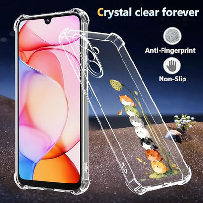 Phone Case for Samsung Galaxy A17 5G Case, Samsung A17 5G Case with Tempered Glass Screen Protector, Soft Flexible TPU Slim Fit Shockproof Phone Cover for Women Men Girl Boy (Clear-Cat) - color: Clear-Cat