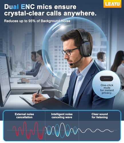 Trucker Bluetooth Headset, 60-Hour AI Noise-Canceling Mic for Driving