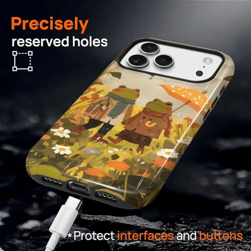 Magnetic for iPhone 17 Pro Case,[Compatible with Magsafe] Dual Layer Protective Heavy Duty Shockproof Rugged Drop Protection Bumper Hybrid Case - Rain Frog and Toad - color: Rain Frog and Toad, size: iPhone 17 Pro