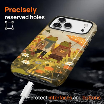 Magnetic for iPhone 17 Pro Case,[Compatible with Magsafe] Dual Layer Protective Heavy Duty Shockproof Rugged Drop Protection Bumper Hybrid Case - Rain Frog and Toad - color: Rain Frog and Toad, size: iPhone 17 Pro
