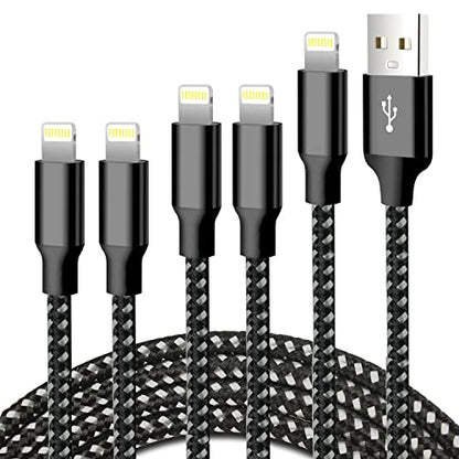 cugunu USB to Lightning Cable, 5 Pack Fast iPhone Charger Cord (BlackGray) - color: Black Gray, style: USB-A to L