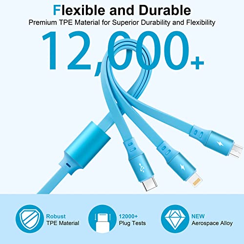Multi Charging Cable,[2Pack 4FT]Retractable Charger Cord 3in1 Charger Cable