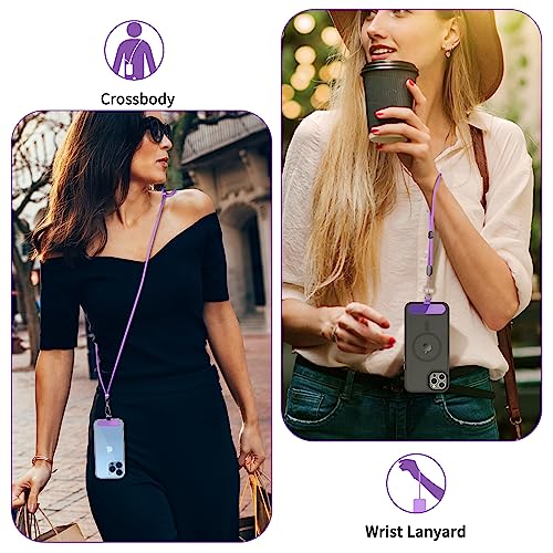 CACOE Phone Lanyard, Dark Purple, 2 Pcs - color: Dark Purple, size: 30"（Neck Strap×1）+8"（Wrist Strap×1）