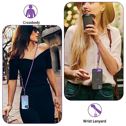 CACOE Phone Lanyard, Dark Purple, 2 Pcs - color: Dark Purple, size: 30"（Neck Strap×1）+8"（Wrist Strap×1）