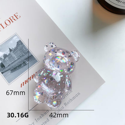 1Pc Bear Phone Grip Tok Folding Bracket Mobile Phone Finger Holder Mobile Phone Cartoon Foldable Epoxy SequinsCute B 3D Ear Shaped for Desktop Mobile Phone Cell Phones and Accessories (Red) - color: Red