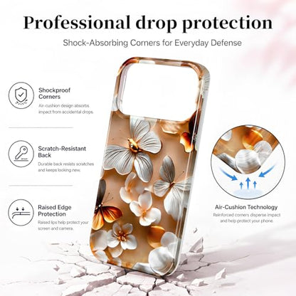Case Compatible with iPhone 17 Pro Max, 2025 Anti-Yellow Ultra Transparent Soft TPU Phone Case, Shockproof Anti-Slip Slim Lightweight Full Coverage Protective (Flowers 4) - color: Flowers 4