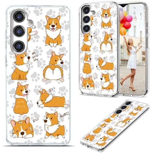 for Samsung Galaxy S24 FE Case for Girl Women Men, Full Protective Shockproof Slim Soft TPU Clear Phone Cover Cases with Design for Galaxy S24 FE,Cute Anime Cartoon Animal Pet Dog Corgi - color: Pet Dog Corgi