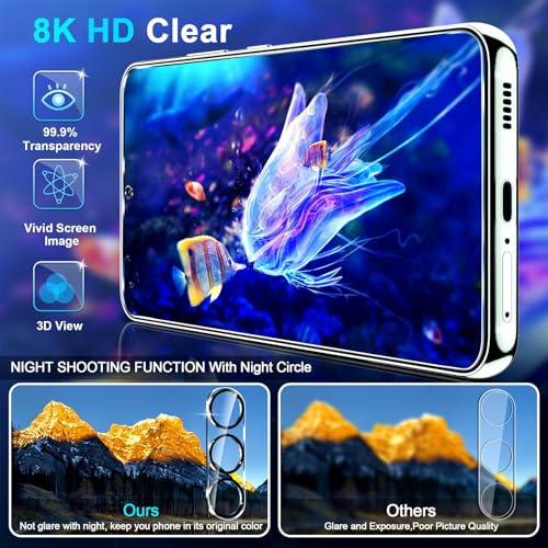 3 Pack for Samsung Galaxy S26 Screen Protector Tempered Glass + 3 Pack Camera Lens Protector, Military Grade Shatterproof, 9H Hardness, Fingerprint Unlock, HD Clear Case Friendly 6.3 Inch
