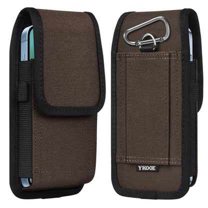 ykooe Cell Phone Pouch Nylon Belt Holster Case Compatible with iPhone 17 Pro Max, Galaxy S25/S24/S23/S22 Ultra A16 A15 A14 A13, Moto G Stylus/Power/Play, Pixel 8/7 Pro, Coffee - XXL - color: Coffee, size: XXL