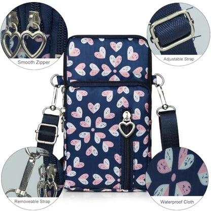Small Crossbody Bag for Women - Mini Phone Purses with Crossbody Strap and Wallet - Nylon Arm Bag - color: C-burst With Joy