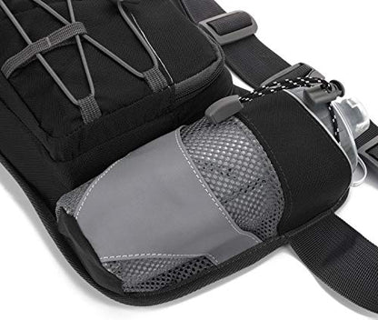 Waist Pack with Water Bottle Holder for Running Walking Hiking Fanny Pack - color: Black