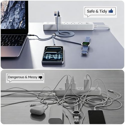 Cruise Essentials 2026,3 in 2 Multi Charging Cable for iPhone Watch Charger - color: Heather Gray, size: AC to C+L+iWatch