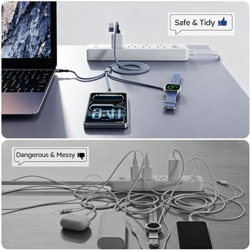 Cruise Essentials 2026,3 in 2 Multi Charging Cable for iPhone Watch Charger - color: Space Gray, size: AC to C+L+iWatch