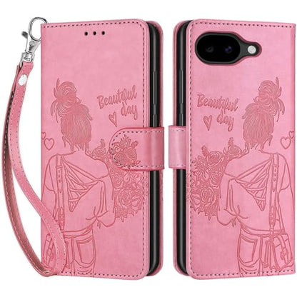for Google Pixel 10a Wallet case, Pink-Girl | 3 Card Holders, Kickstand, Shockproof TPU Shell, PU Leather, Magnetic Closure, Protective Flip Folio Cover, Women - color: 1