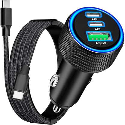 Apple MFi Certified iPhone 17 Car Charger 3Port 67W USB-C&USB-A Car Charger - color: Jet Black