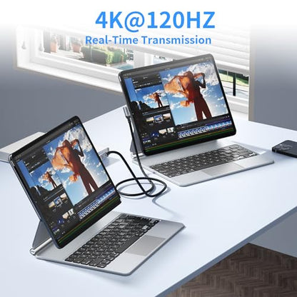 Long 16.5FT Right Angle USB C-C 3.2 Gen 2x2,20Gbps Data Transfer Cable Compatible with Thunderbolt 3,90 Degree USB-C to C Cord 100W Fast Charging,4K@120Hz Output Monitor,SSD,Docking. - size: 16.5FT
