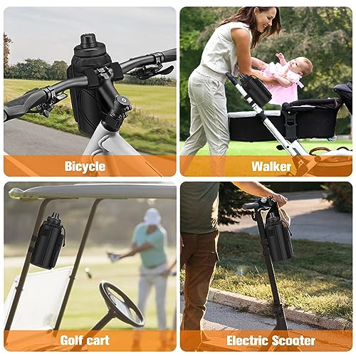 FINPAC Cup Holder for Bike, Universal Water Bottle Holder w/Phone Pockets - color: Black