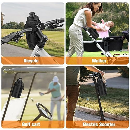 FINPAC Cup Holder for Bike, Universal Water Bottle Holder w/Phone Pockets - color: Black