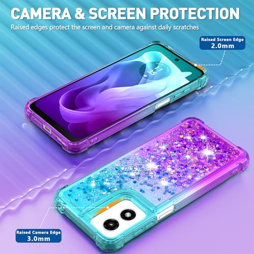for Moto G Play 2024 Case with Screen Protector, Blue Purple - color: Blue and Purple Color