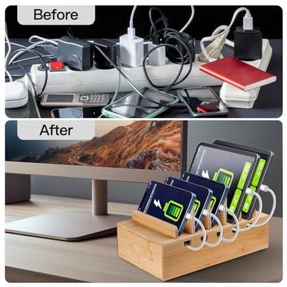MINCORD Bamboo Charging Station for Multiple Devices