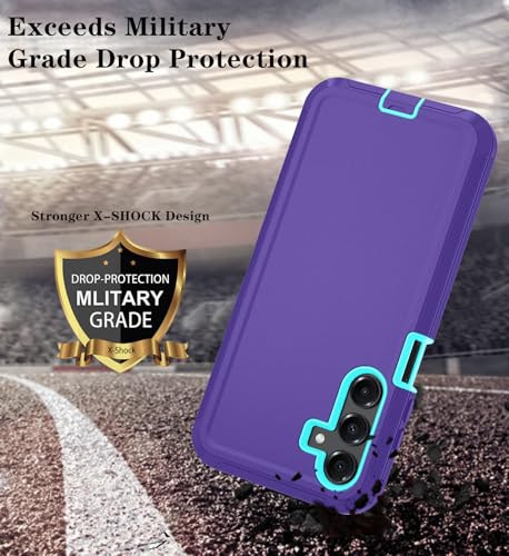Qinmay Phone Case for Samsung Galaxy A17 5G Case, Galaxy A16 5G Case with HD Screen Protector, Heavy Duty Shockproof 3-Layer Cover Phone Case for Galaxy A17 / A16 ，PurpleSkyBlue - color: PurpleSkyBlue