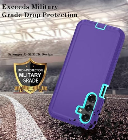 Qinmay Phone Case for Samsung Galaxy A17 5G Case, Galaxy A16 5G Case with HD Screen Protector, Heavy Duty Shockproof 3-Layer Cover Phone Case for Galaxy A17 / A16 ，PurpleSkyBlue - color: PurpleSkyBlue