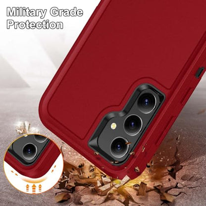 for Samsung Galaxy S23 FE Case with Kickstand Case 3-Layer Military Grade Protective Case Cover Silicone Heavy Duty Rugged Shockproof for Galaxy S23 FE Phone Case (Red+Black) - color: Red+Black