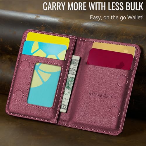 Vinich for MagSafe Wallet Magnetic RFID Blocking Card Holder, Wine Red - color: Wine Red