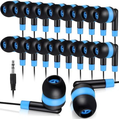 Kanayu 100 Pack Wired Earbuds Bulk for Classroom, No Mic 3.5mm, Blue - color: Blue