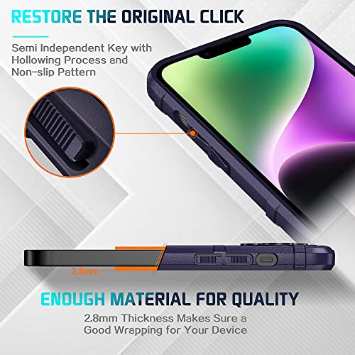 Rugged Shield 8ft Drop Proof TPU Thick Armor Tactical Protective Case Compatible with iPhone 14 (6.1 inches) - Deep Purple - color: Deep Purple, size: iPhone 14