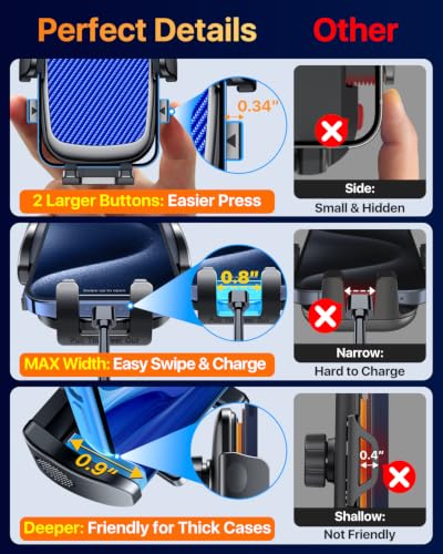 YRU 2026【100+LBS Suction & Flexible Low-Profile Arm】 Car Phone Holder Mount - color: Royal Blue