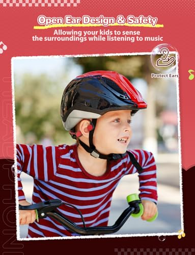 iClever OWS01 Kids Bluetooth Headphones, Air Conduction Open Ear Headphones - color: Red & Purple