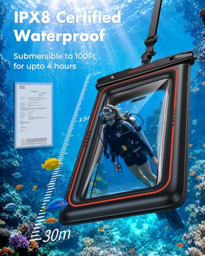 UNBREAKcable Floating Waterproof Phone Pouch 2 Pack, IPX8 Waterproof Phone Case Dry Bag Kayak/Beach/Cruise Travel Essentials, Water Proof Pouch for iPhone 17 16 15 Pro Max, Samsung S26 Ultra -8" - size: 8.0 inch