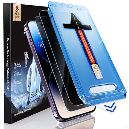 MAGIC JOHN Privacy for iPhone 14 Pro Screen Protector, Easy Install