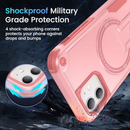 Caka for iPhone 11 Case, iPhone 11 Phone Case with Stand Pink | Compatible with MagSafe, Built-in Hidden Kickstand, Solid Protective Dual-layer TPU+PC Shockproof Magnetic Phone Cover - color: Pink