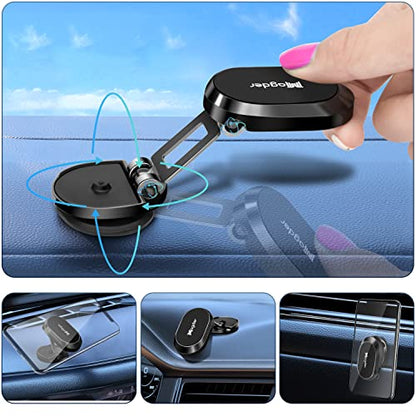 Magnetic Car Phone Holder, 360-Degree Rotating Dashboard Mount, Compatible with MagSafe, Universal Fit for iPhone, Samsung and All Smartphones