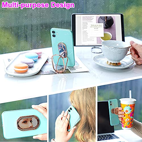 Cell Phone Ring Holder Finger Kickstand, CLZWiiN Foldable 360° Rotation Cellphone Stand for Desk, Office Desktop, Magnetic Car Mount, Metal Multi-Angle for Phone Back Grip (Rose Gold) - color: Rose Gold