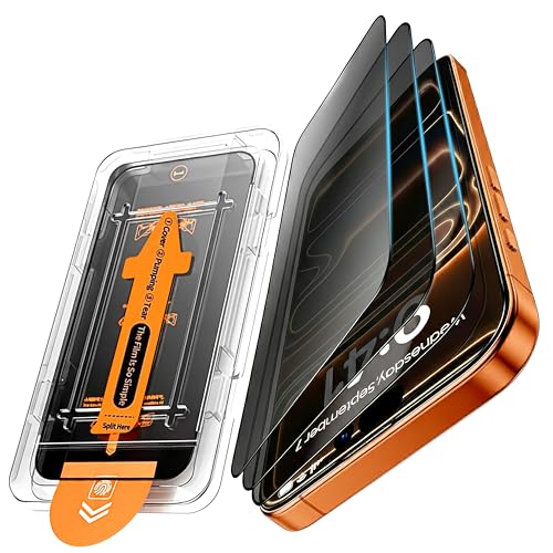 [3-Pack] Ultra-Privacy Screen Protector for iPhone 17 Pro Max 6.9" [Easy Installation Frame Included], 9H+ Uncrackable Tempered Glass [25° Anti-Spy & 12FT Military-Grade Protection] Full Coverage Anti-Shatter. - size: iPhone 17 Pro Max (3-Pack)