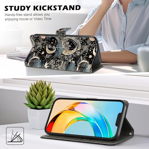 Wallet Case for Google Pixel 10 Pro XL/Pixel 9 Pro XL, PU Leather Folio Protective Cover with Wrist Strap, Magnetic Closure & Credit Card Slots, Moon - color: Moon, size: Google Pixel 10 Pro XL & 9 Pro XL